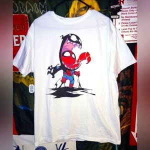 Spiderman Venom Cartoon Graphic Tshirt Into The Spider-Verse Men's size Large